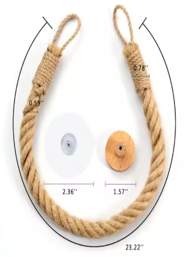 CHIBRO Toilet Roll Hanger for Bathroom | Wall Mounted Bamboo & Rope Tissue Holder | Eco-Friendly Rustic Roll Dispenser | Natural Look Toilet Paper Holder for Home Decor (Thick Rope) - Image 2